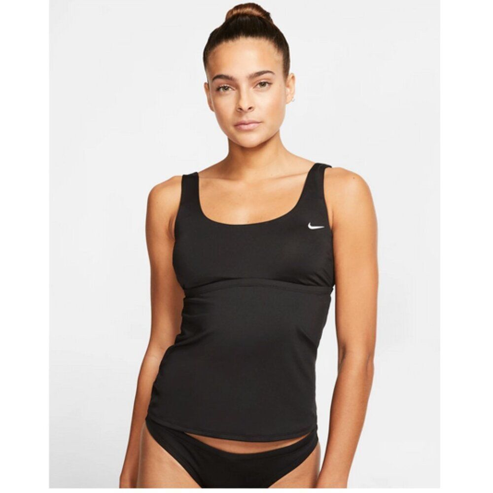 Nike Tanktini Women's Size XS Black Athletic Beach Stretch Swim Swimsuit Top